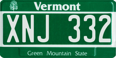 VT license plate XNJ332