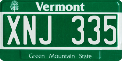 VT license plate XNJ335