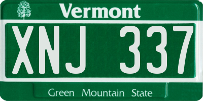VT license plate XNJ337