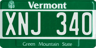 VT license plate XNJ340