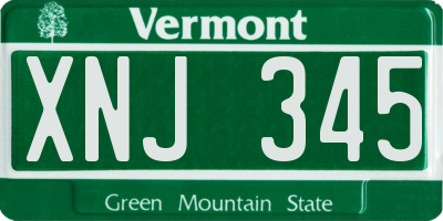 VT license plate XNJ345