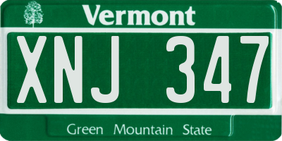 VT license plate XNJ347