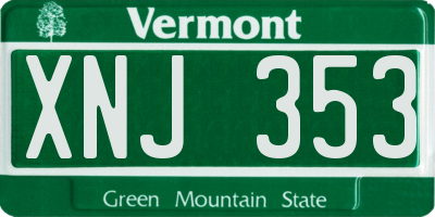 VT license plate XNJ353