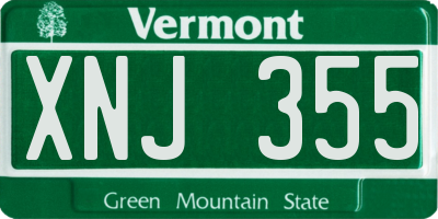 VT license plate XNJ355