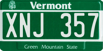 VT license plate XNJ357