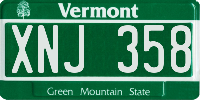 VT license plate XNJ358