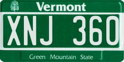 VT license plate XNJ360
