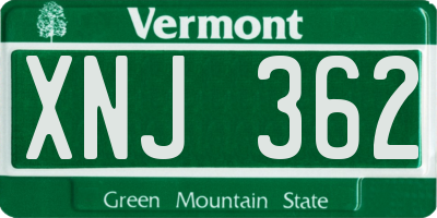 VT license plate XNJ362
