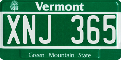 VT license plate XNJ365