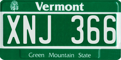 VT license plate XNJ366