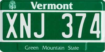 VT license plate XNJ374