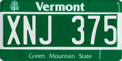 VT license plate XNJ375
