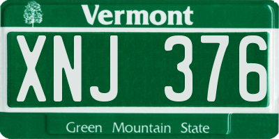 VT license plate XNJ376