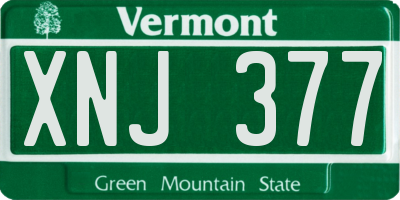 VT license plate XNJ377