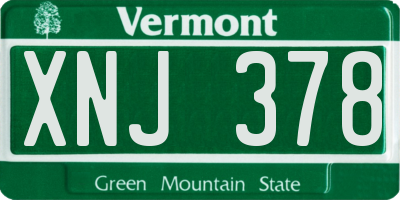 VT license plate XNJ378