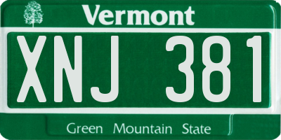VT license plate XNJ381