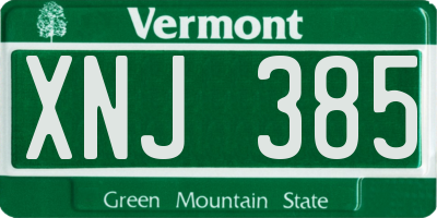 VT license plate XNJ385