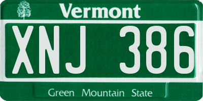 VT license plate XNJ386