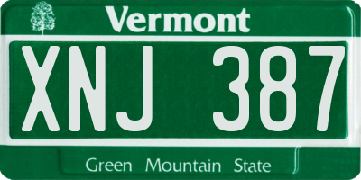 VT license plate XNJ387