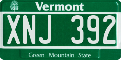 VT license plate XNJ392