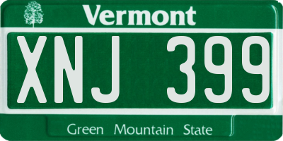 VT license plate XNJ399