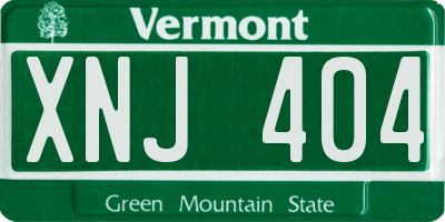 VT license plate XNJ404