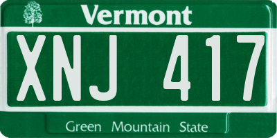 VT license plate XNJ417