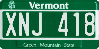 VT license plate XNJ418