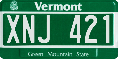 VT license plate XNJ421
