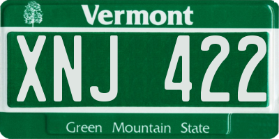 VT license plate XNJ422