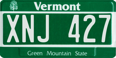 VT license plate XNJ427