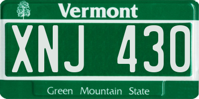 VT license plate XNJ430