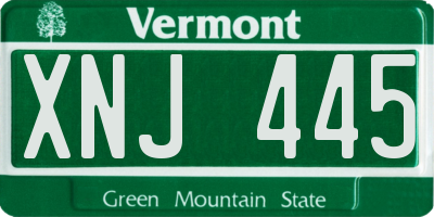 VT license plate XNJ445