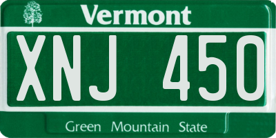 VT license plate XNJ450