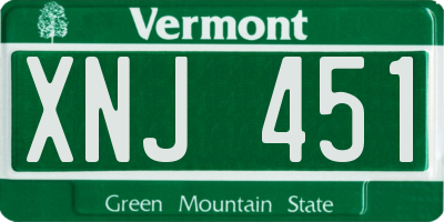 VT license plate XNJ451