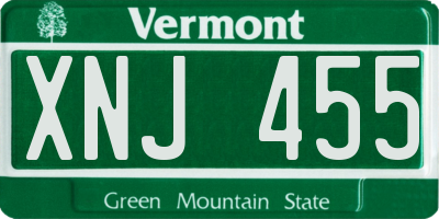 VT license plate XNJ455