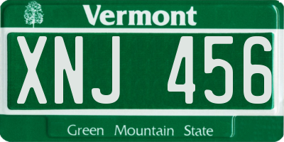 VT license plate XNJ456