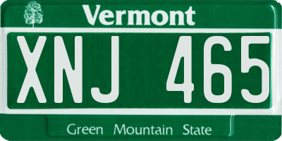 VT license plate XNJ465