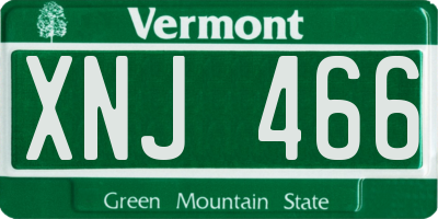 VT license plate XNJ466