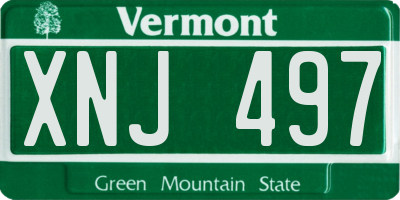 VT license plate XNJ497