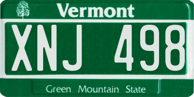 VT license plate XNJ498