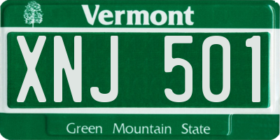 VT license plate XNJ501