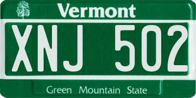 VT license plate XNJ502