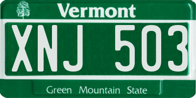 VT license plate XNJ503