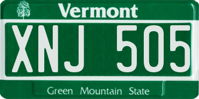 VT license plate XNJ505