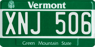 VT license plate XNJ506
