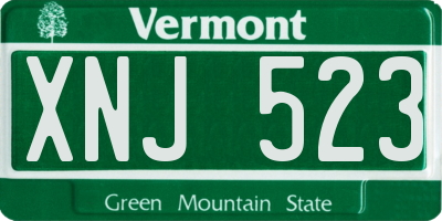 VT license plate XNJ523