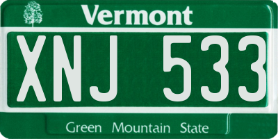 VT license plate XNJ533