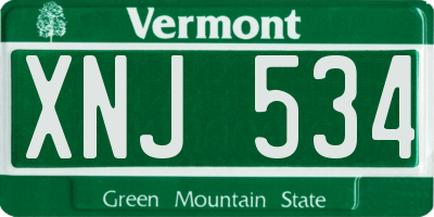 VT license plate XNJ534