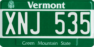 VT license plate XNJ535